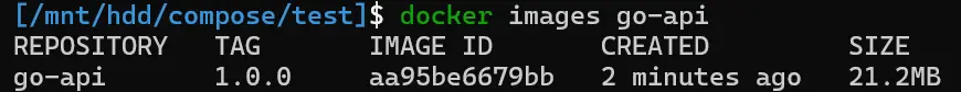 Built docker image