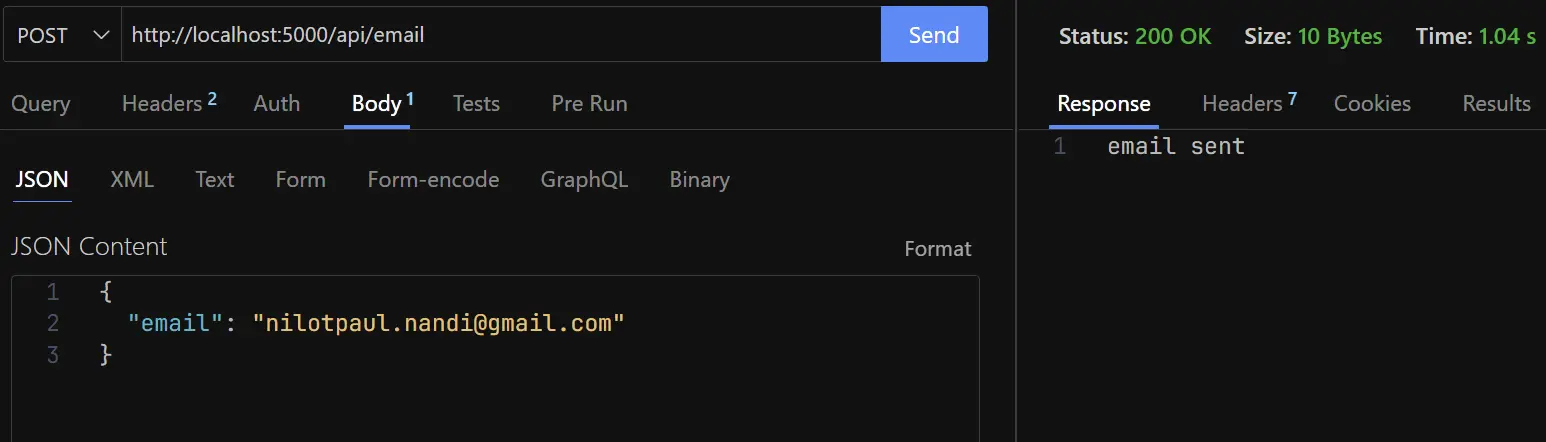 Testing Email Api